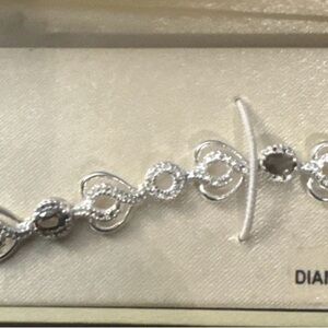 Authentic Diamond Accent Sterling Silver Bracelet New Hearts Smoky Quartz NIB
